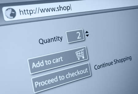 Online Shopping -  url of fictitious online shop in address bar of web browserの写真素材