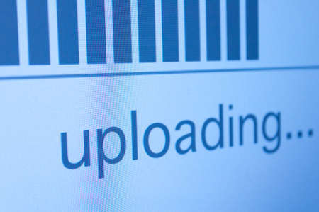 Closeup of Upload Process Bar on LCD Screen - Shallow Depth of Fieldの写真素材