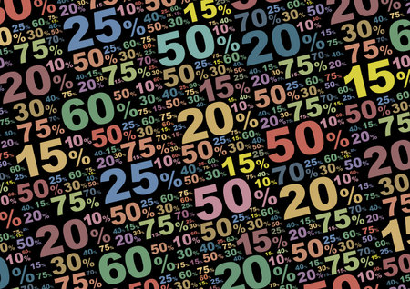 Sale - Various Color Percentage Signs on Black のイラスト素材
