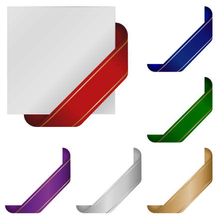 Blank corner ribbons in various colors - isolated on whiteのイラスト素材