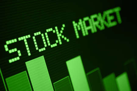 Stock Market - Column Going Down on Green Display - Shallow Depth Of Fieldの写真素材
