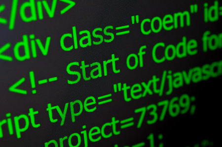 Closeup of Web Code on Computer LED Screen