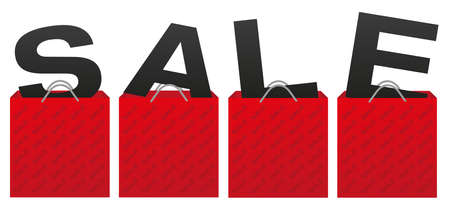 Sale Sign - Illustration of Red Shopping Bags With Lettersのイラスト素材