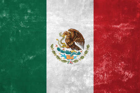 Mexico - Mexican Flag on Old Grunge Texture Backgroundの写真素材