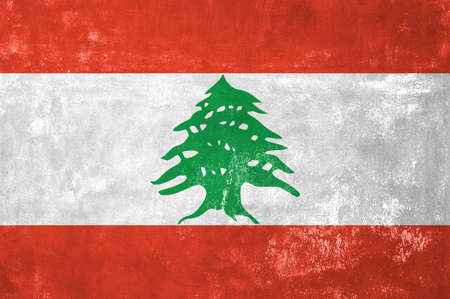 Lebanese Flag on Old Grunge Texture Backgroundの写真素材