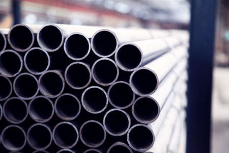 Metal Pipes In Packaging at the Warehouseの写真素材