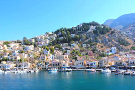 Beautiful Symi island Traditional Colorful Greece near a Rhodesの写真素材