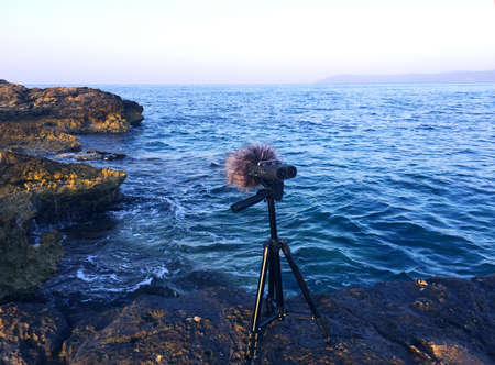 Recording environment sound to a digital portable recorderの写真素材