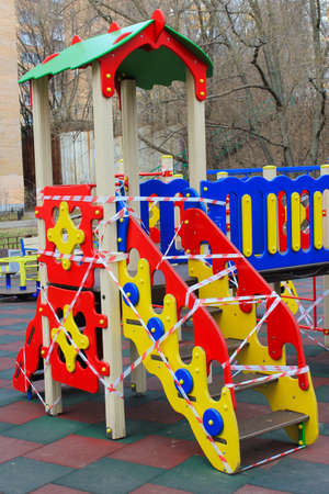 Closed Playground During Coronavirus Pandemicの写真素材