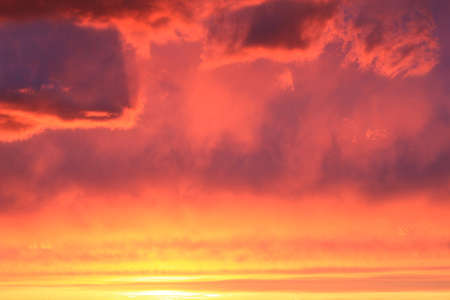 Beautiful sky in red and yellow color in sunset momentの写真素材