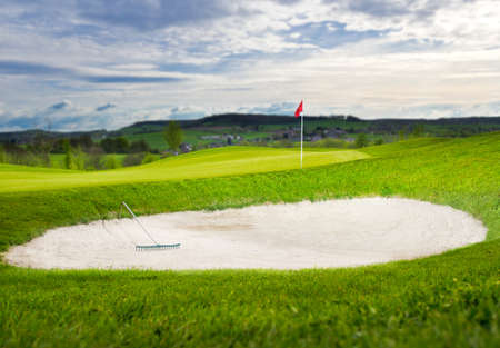 Sand Bunker on a Golfcourseの写真素材