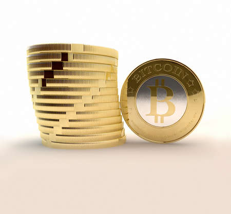 lots of bitcoins - bit coin BTC the new virtual moneyの写真素材