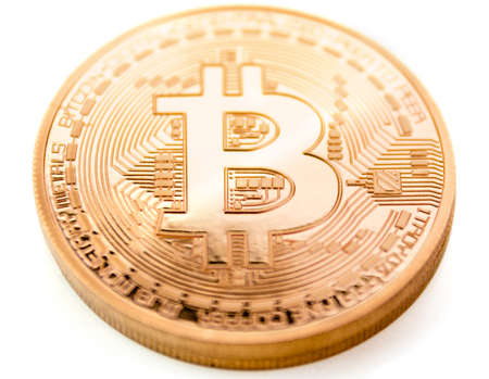 frontside of a bitcoin coin - bit coin BTC the new virtual moneyの写真素材