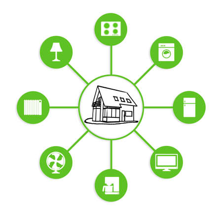 smart house device illustration with app iconsの写真素材