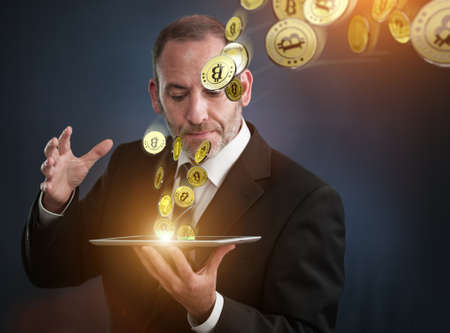 lots of bitcoins - bit coin BTC the new virtual moneyの写真素材