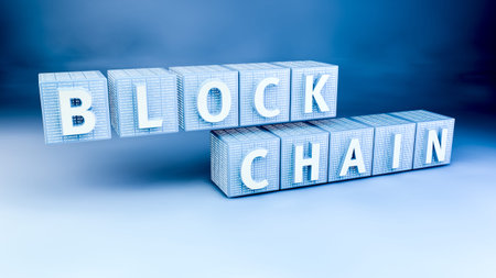 Blockchain security computer encryption concept for online banking and secure payment technology