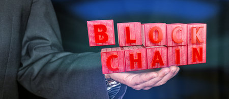 Blockchain security computer encryption concept for online banking and secure payment technology