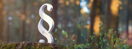Paragraph Sybol Justice Statue in forest on tree trunkの写真素材