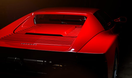 Aachen, Germany, June 14, 2013: Arranged Street shot of an historic Ferrari 512B testarossa car.