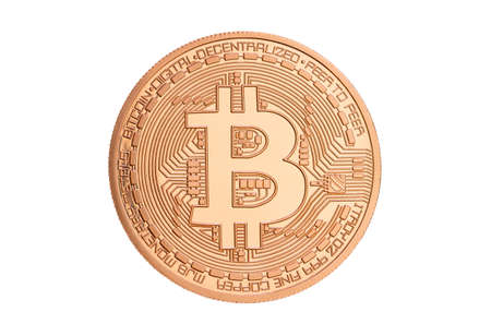 bitcoin - bit coin BTC the new crypto currency on whiteの写真素材