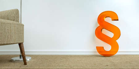 Symbol of Law and Justice - Paragraph / section sign on the floor in apartmentの写真素材