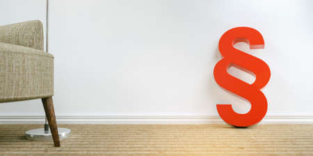 Symbol of Law and Justice - Paragraph / section sign on the floor in apartmentの写真素材