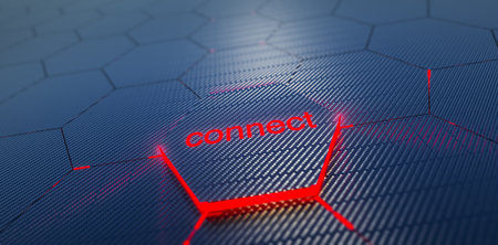 Abstract blue of futuristic surface hexagon pattern with light rays - connect data button context, ...