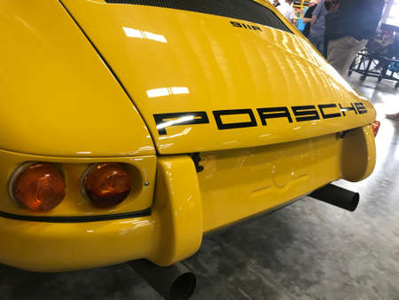 LOS ANGELES, CA - APRIL 22, 2018: Porsche classic cars at air-cooled 5 car show at Ganahl Lumber.のeditorial素材