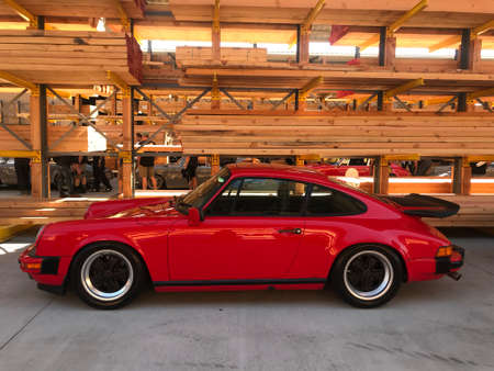 LOS ANGELES, CA - APRIL 22, 2018: Porsche classic cars at air-cooled 5 car show at Ganahl Lumber.のeditorial素材