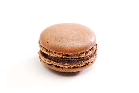 Fresh bright colored Macarons, or macaroons isolated on white backgroundの写真素材