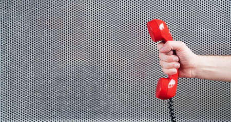 Shot of a landline telephone receiver with copy space for individual textの写真素材