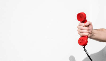 Shot of a landline telephone receiver with copy space for individual textの写真素材