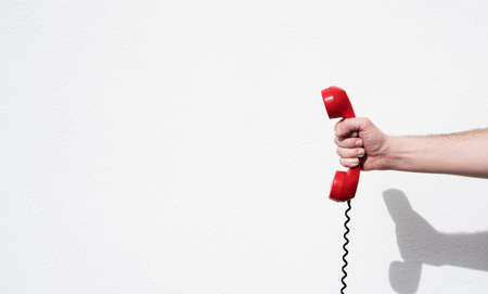 Shot of a landline telephone receiver with copy space for individual textの写真素材