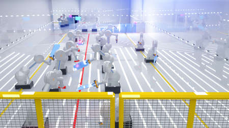 Smart automation industry robot in action - industry 4.0 concept - 3D Renderの写真素材