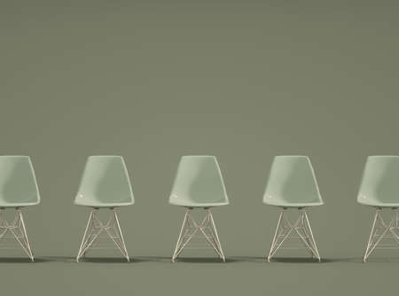 Row of modern design chairs with one odd one out. Job opportunity. Business leadership. recruitment concept. 3D renderingの写真素材