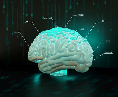 artificial intelligence brain simulation - deep learning Ai concept - 3D Renderingの写真素材