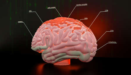 artificial intelligence brain simulation - deep learning Ai concept - 3D Renderingの写真素材