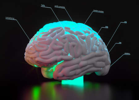 artificial intelligence brain simulation - deep learning Ai concept - 3D Renderingの写真素材