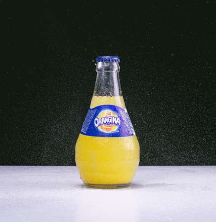 Aachen, Germany - 06 June 2015: Studioshot of Orangina orange lemonadeのeditorial素材