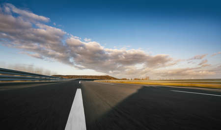 Race Car / motorcycle racetrack after rain on a sunny day. Ready to raceの写真素材