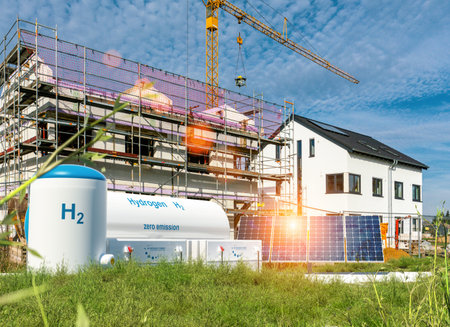 Hydrogen renewable energy production - hydrogen gas for clean electricity at private real estate...