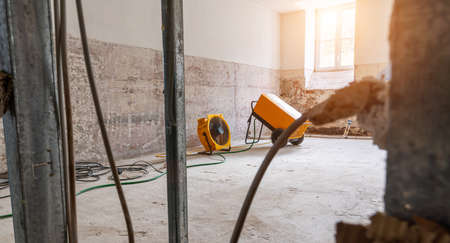 rebuilding an old real estate apartment, prepared and ready for renovate after flood damageの写真素材