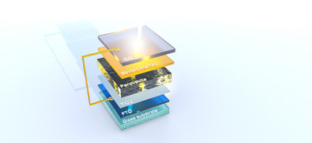 Illustration of a modern perovskite high performance solar cell module for high efficient photon recyclingの写真素材