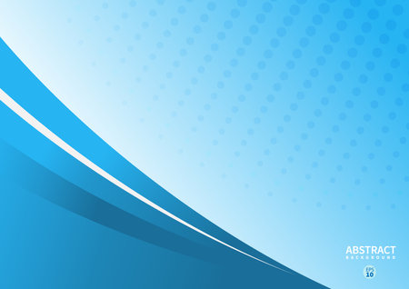 Abstract blue wave curve with space for your text or corporate banner web design background with halftone effect. Vector illustrationのイラスト素材