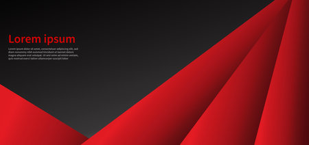 Abstract red line geometric on overlap black texture and banner design template. Vector illustrationのイラスト素材