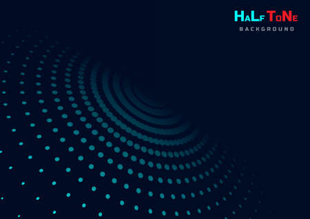 Abstract blue color halftone on dark blue background. Vector illustrationのイラスト素材