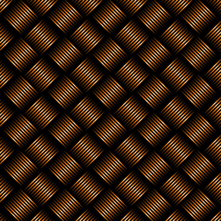 Geometric seamless black and orange weave pattern background. Vector illustrationのイラスト素材