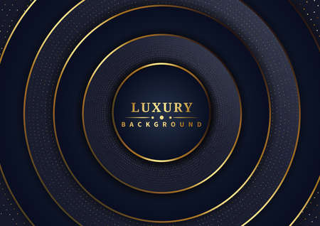 3D circle overlap luxury background with glitters, golden pattern, halftone gradient. Luxury style. Vector illustrationのイラスト素材