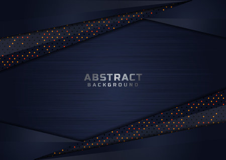 Abstract dark blue triangle geometric overlap layer with glitter and  glowing dots on dark blue background modern style. Vector illustrationのイラスト素材