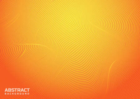 Abstract striped orange and yellow curved line stripe wave background. Vector illustrationのイラスト素材